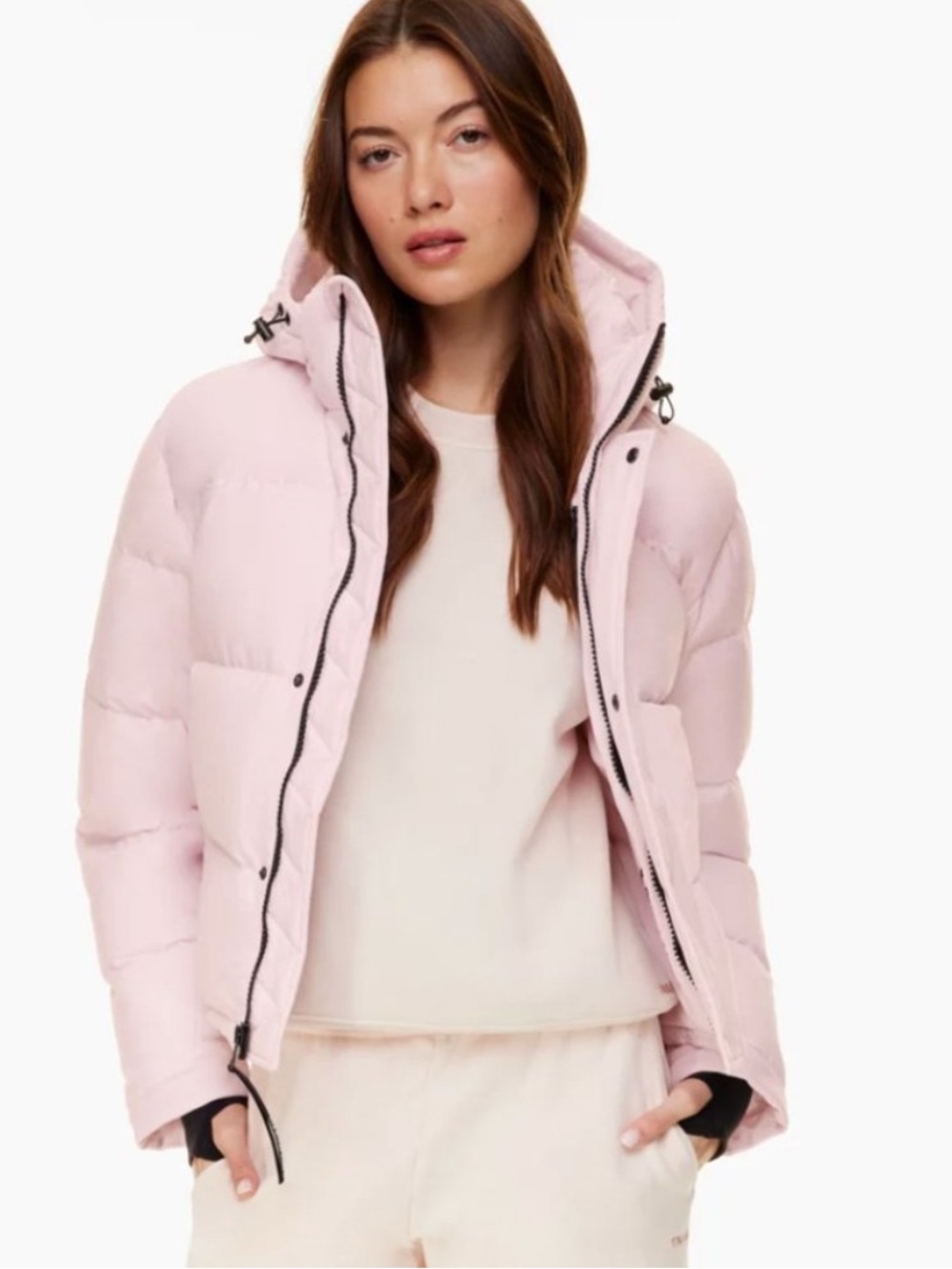 Aritzia The Super Puff Down Puffer Jacket Pastel Pink Size Large Winter Coat